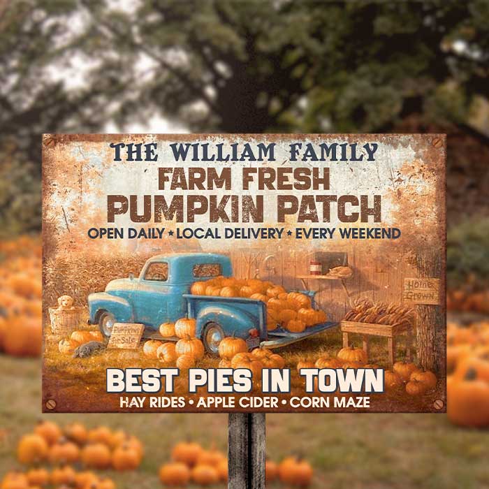 Farm Fresh - Pumpkin Patch - Best Pies In Town - Personalized Metal Sign, Halloween Ideas..