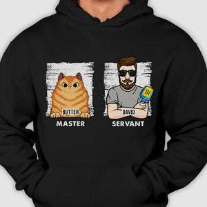 Maître chat et serviteur humain - Cadeau pour les amoureux des chats - T-shirt et sweat à capuche unisexe personnalisé