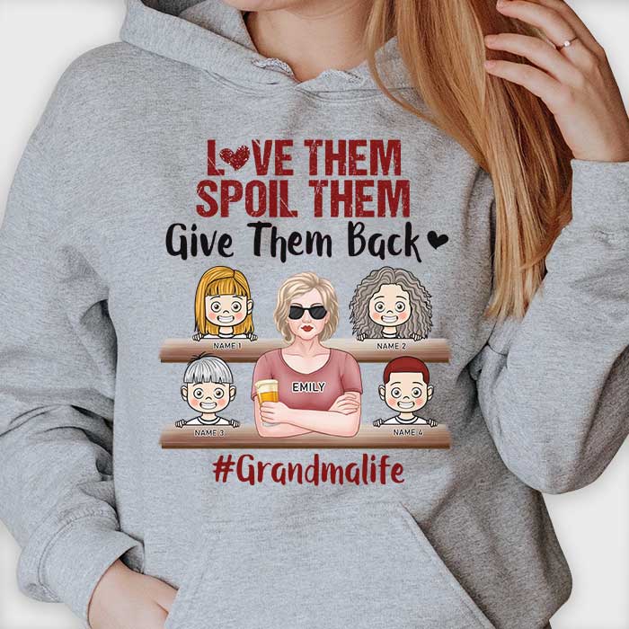 Aimez-les, gâtez-les, rendez-leur la pareille ! Cadeau pour grand-mère, t-shirt unisexe personnalisé, sweat à capuche