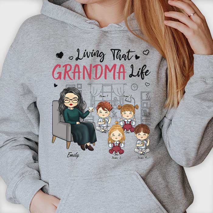 Vivre la vie de grand-mère et de grand-mère - Cadeau pour maman et grand-mère - T-shirt et sweat à capuche unisexe personnalisé