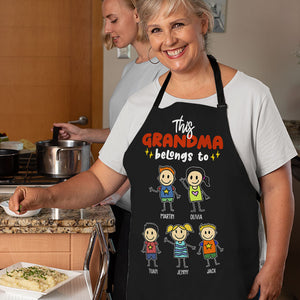 Cette grand-mère appartient à ses petits-enfants - Cadeau pour maman, cadeau pour grand-mère - Tablier personnalisé 