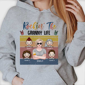 Rockin' Living The Grandma Life - Cadeau pour grand-mère, t-shirt unisexe personnalisé, sweat à capuche