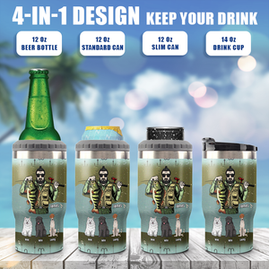 An Old Man Who Loves Fishing - Personalized Can Cooler - Gift For Fishing Dad, Gift For Pet Lovers