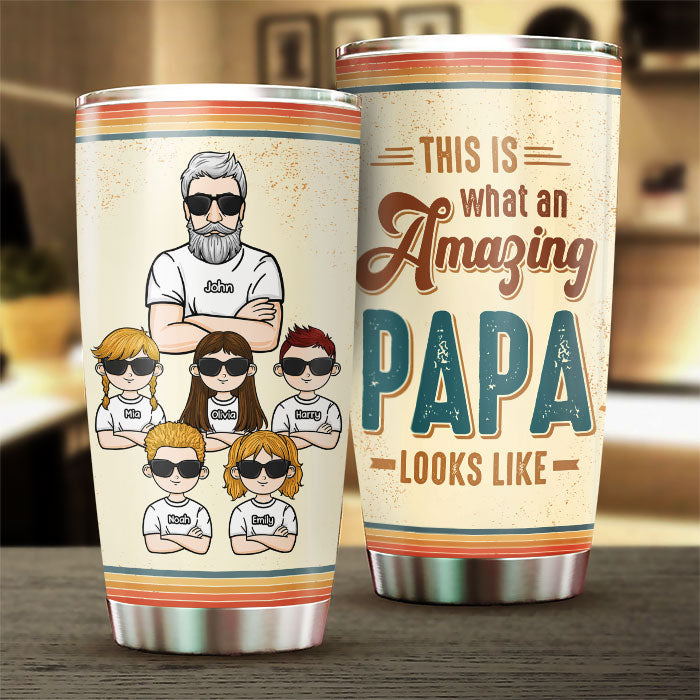À quoi ressemble un papa incroyable ? - Gobelet personnalisé - Cadeau pour papa, cadeau pour grand-père