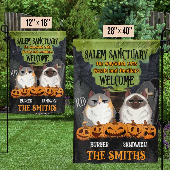 Salem Sanctuary For Wayward Cats - Personalized Funny Cat Flag.