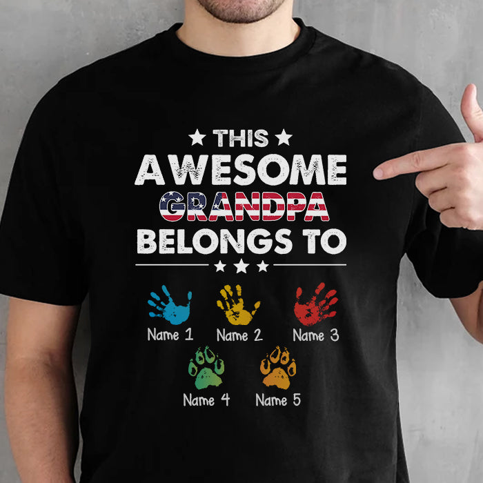 This Awesome Dad Belongs To - Gift for Dad, Personalized Unisex T-Shirt.