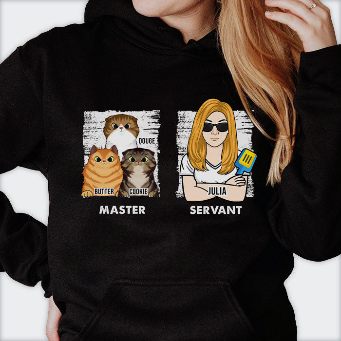 Maître chat et serviteur humain - Cadeau pour les amoureux des chats - T-shirt et sweat à capuche unisexe personnalisé