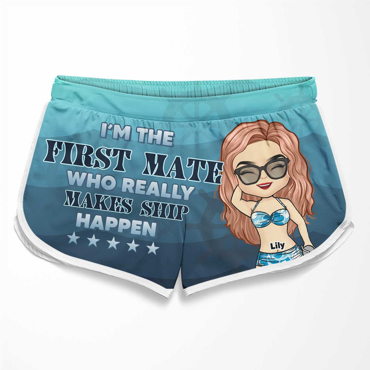Je suis le capitaine et je suis le premier compagnon - Short de plage personnalisé pour couple - Cadeau pour couples, mari et femme
