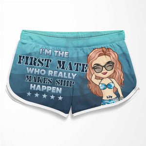 Je suis le capitaine et je suis le premier compagnon - Short de plage personnalisé pour couple - Cadeau pour couples, mari et femme