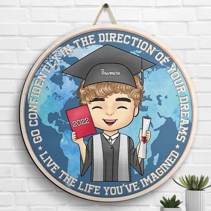 Vivez la vie que vous avez imaginée - Panneau en bois personnalisé - Cadeau de remise de diplôme