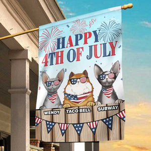 Happy 4th Of July, Welcome To Our Cat Home - 4th Of July Decoration - Personalized Flag.