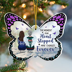 Une fois à mes côtés, pour toujours dans mon cœur - Décoration de Noël personnalisée en acrylique en forme de papillon - Cadeau commémoratif, cadeau de condoléances, cadeau de Noël
