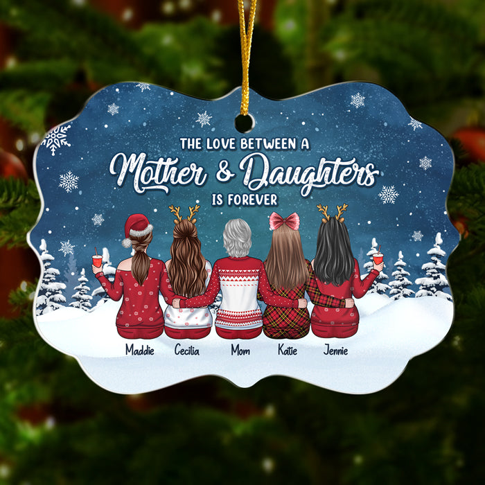L'amour entre une mère et ses filles est éternel - Décoration familiale personnalisée - Forme Benelux en acrylique - Cadeau de Noël pour fille de la part d'une mère