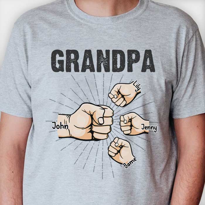 Grand-père Papa et enfants Fist Bump - Cadeau pour papa, grand-père - T-shirt unisexe personnalisé, sweat à capuche