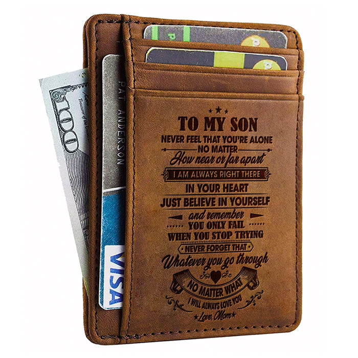 Peu importe la distance, je suis toujours à tes côtés - Porte-cartes - À mon fils, cadeau pour fils, cadeau pour fils de papa et maman, cadeau d'anniversaire pour fils, cadeau de Noël