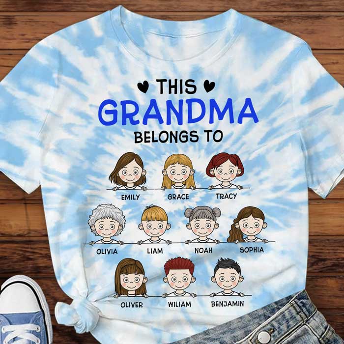 Cette grand-mère cool appartient à ses petits-enfants - Cadeau pour grand-mère, T-shirt unisexe personnalisé imprimé sur toute la surface