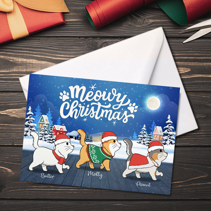 Meowy Christmas - Carte postale de Noël personnalisée, carte de vœux