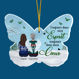 Tes ailes étaient prêtes mais mon cœur n'était pas - Décoration de Noël en acrylique personnalisée en forme de papillon - Cadeau commémoratif, cadeau de sympathie, cadeau de Noël