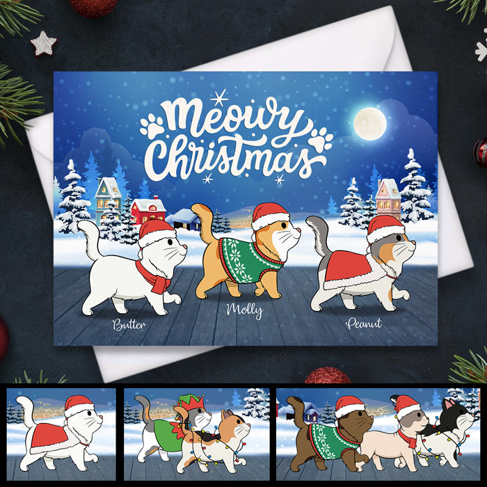 Meowy Christmas - Carte postale de Noël personnalisée, carte de vœux