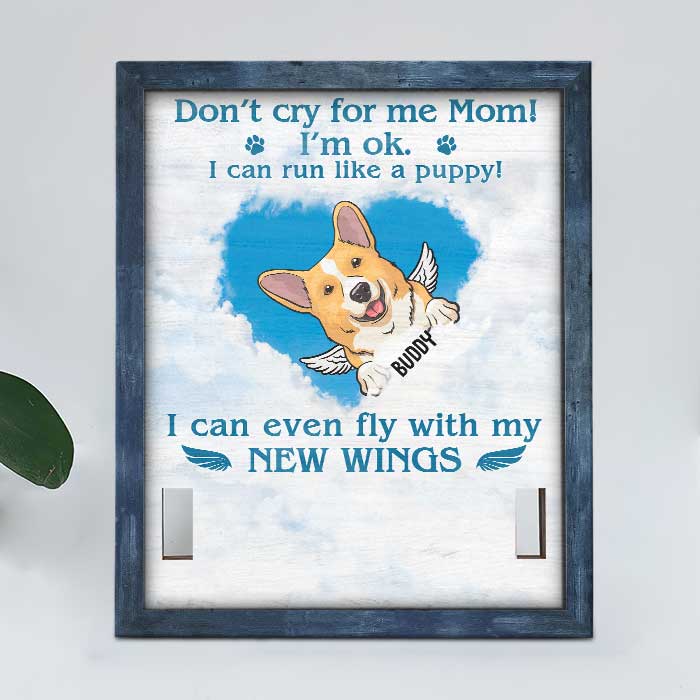 Ne pleure pas pour moi, je peux courir comme un chiot - Panneau commémoratif personnalisé pour la perte d'un animal de compagnie, cadre pour collier - Cadeau de condoléances, Cadeau pour les propriétaires d'animaux, les amoureux des animaux