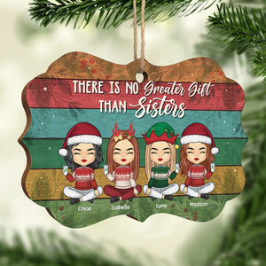 Sisters Is The Greatest Christmas Gift Ever - Personalized Custom Benelux Shaped Wood Christmas Ornament - Gift For Bestie, Best Friend, Sister, Birthday Gift For Bestie And Friend, Christmas Gift