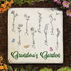 Jardin fleuri de grand-mère - Pierre de jardin personnalisée - Cadeau pour grand-mère et grands-parents