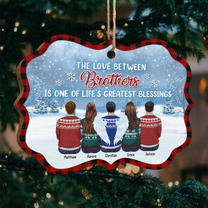 Frères et sœurs, peut-être à distance, mais jamais dans le cœur - Décoration de Noël en bois personnalisée en forme de Benelux - Cadeau pour frères et sœurs, cadeau de Noël