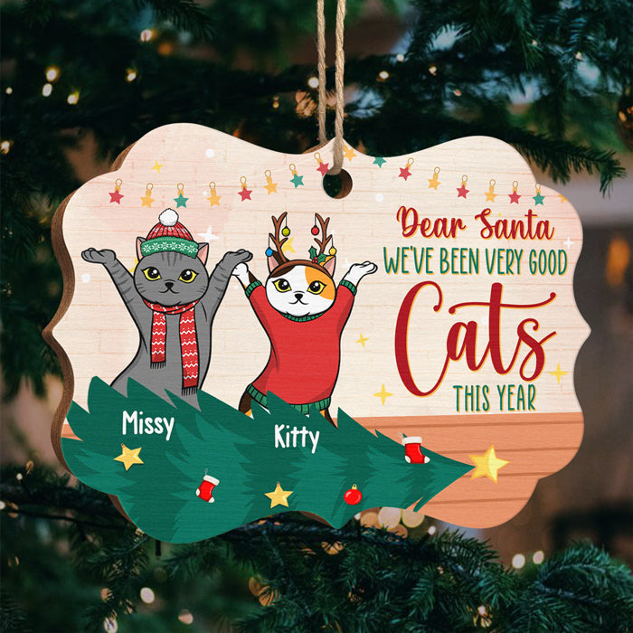 Père Noël, nous avons été de très bons chats - Décoration de Noël en bois personnalisée en forme de Benelux - Cadeau pour les amoureux des animaux, cadeau de Noël