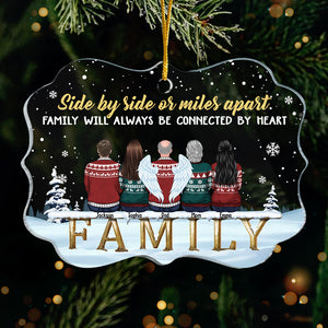 Côte à côte ou à des kilomètres de distance, la famille sera toujours connectée par le cœur - Décoration de Noël personnalisée en acrylique en forme de Benelux - Cadeau pour la famille, cadeau de Noël