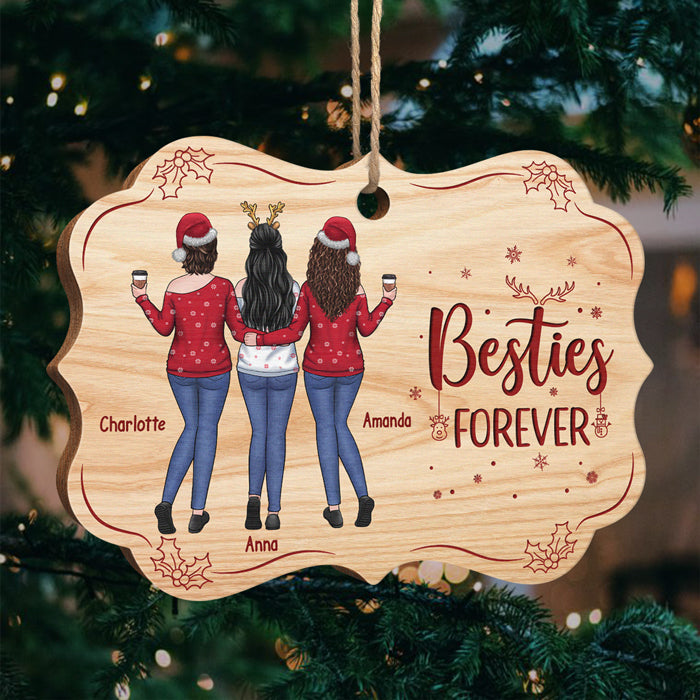 Besties Forever And Always - Décoration de Noël en bois personnalisée en forme de Benelux - Cadeau pour meilleure amie, meilleure amie, sœur, cadeau d'anniversaire pour meilleure amie et amie, cadeau de Noël