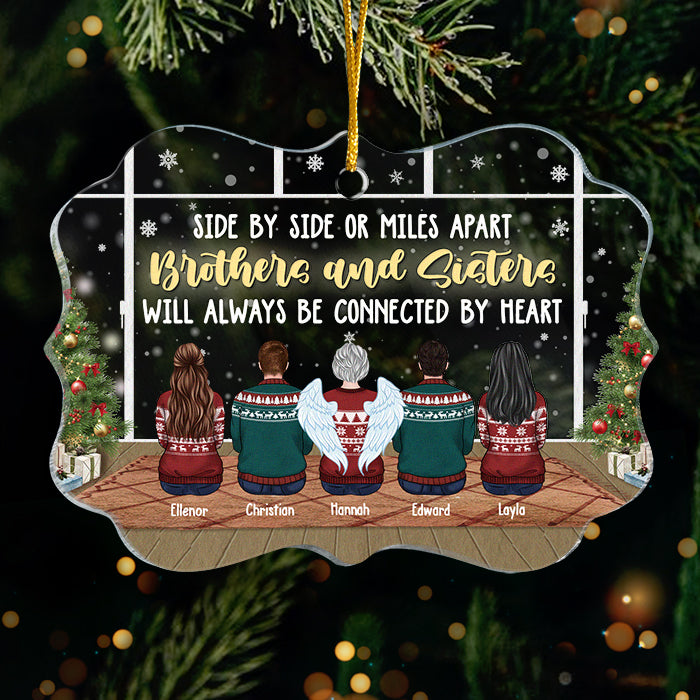 Les frères et sœurs seront toujours liés par le cœur - Décoration de Noël personnalisée en acrylique en forme de Benelux - Cadeau pour frères et sœurs, cadeau de Noël