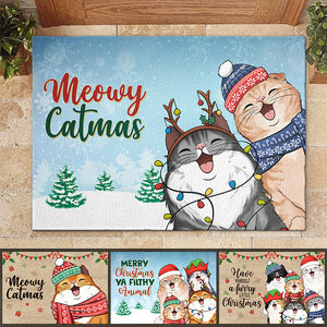 Joyeux Noël, sale animal ! Tapis décoratif personnalisé pour chat ! Cadeau de Noël pour les propriétaires et les amoureux des animaux.