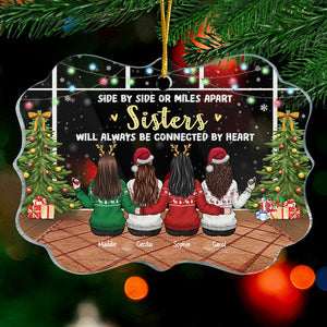 Les sœurs seront toujours liées par le cœur - Décoration de Noël personnalisée en acrylique en forme de Benelux - Cadeau pour meilleure amie, meilleure amie, sœur, cadeau d'anniversaire pour meilleure amie et amie, cadeau de Noël