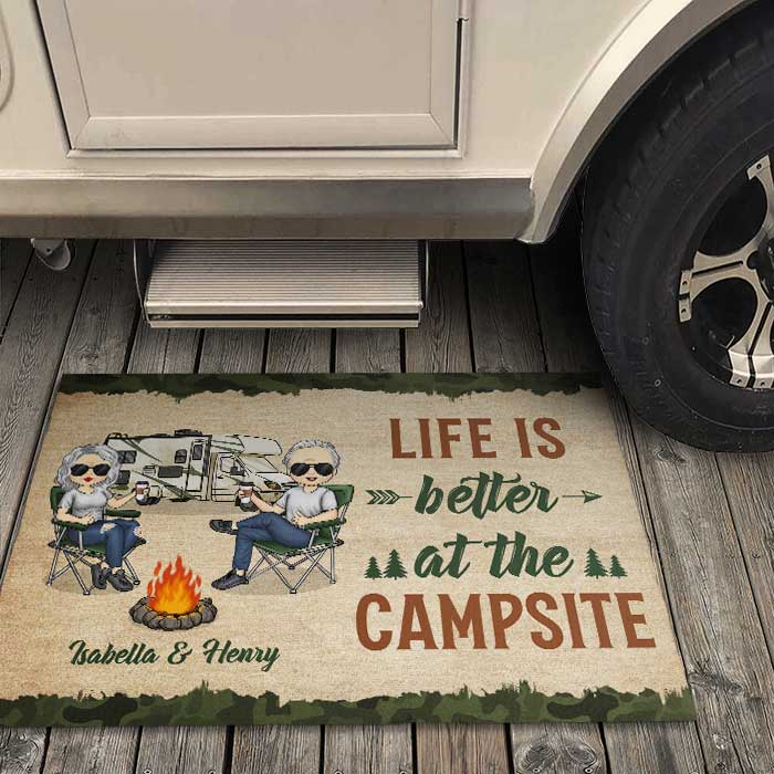 Créez des souvenirs, un camping à la fois ! Tapis décoratif personnalisé pour couple ! Cadeau pour mari, femme, anniversaire, amoureux du camping