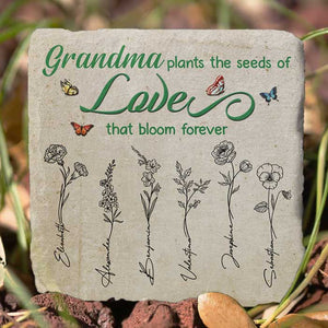 Grand-mère plante les graines de l'amour qui fleurissent pour toujours - Pierre de jardin personnalisée - Cadeau pour grand-mère et grands-parents