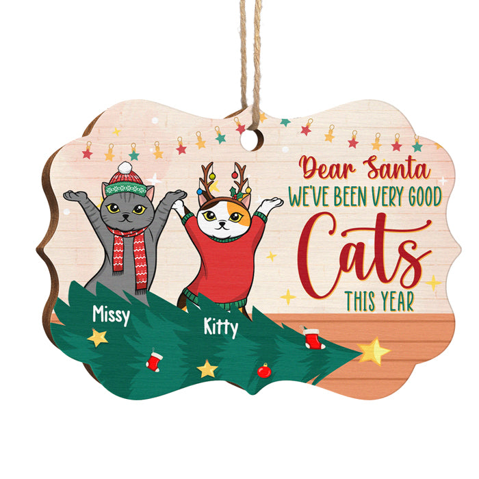 Père Noël, nous avons été de très bons chats - Décoration de Noël en bois personnalisée en forme de Benelux - Cadeau pour les amoureux des animaux, cadeau de Noël