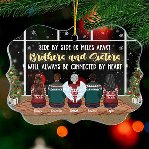 Les frères et sœurs seront toujours liés par le cœur - Décoration de Noël personnalisée en acrylique en forme de Benelux - Cadeau pour frères et sœurs, cadeau de Noël