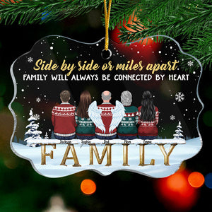 Côte à côte ou à des kilomètres de distance, la famille sera toujours connectée par le cœur - Décoration de Noël personnalisée en acrylique en forme de Benelux - Cadeau pour la famille, cadeau de Noël
