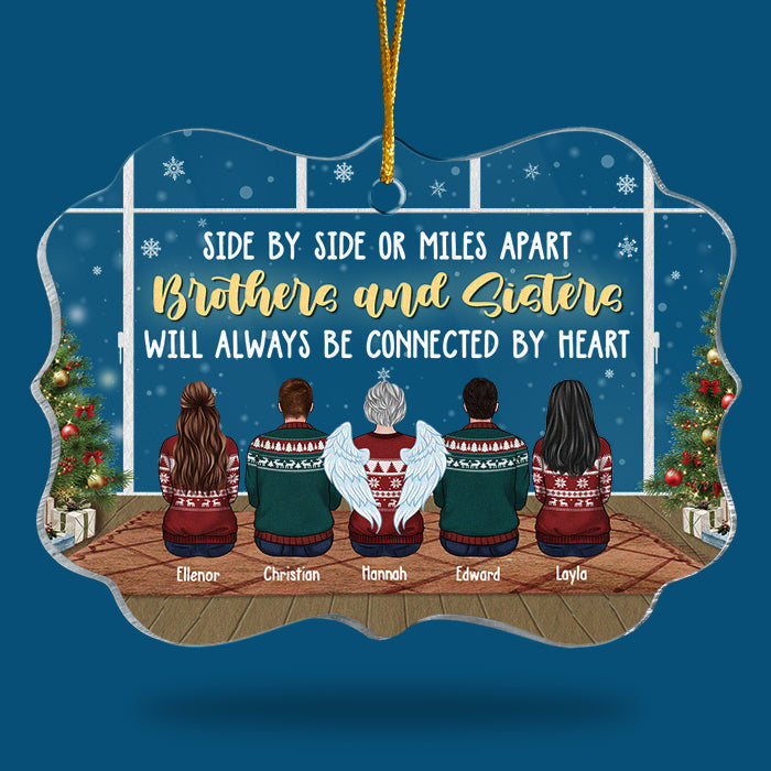 Les frères et sœurs seront toujours liés par le cœur - Décoration de Noël personnalisée en acrylique en forme de Benelux - Cadeau pour frères et sœurs, cadeau de Noël