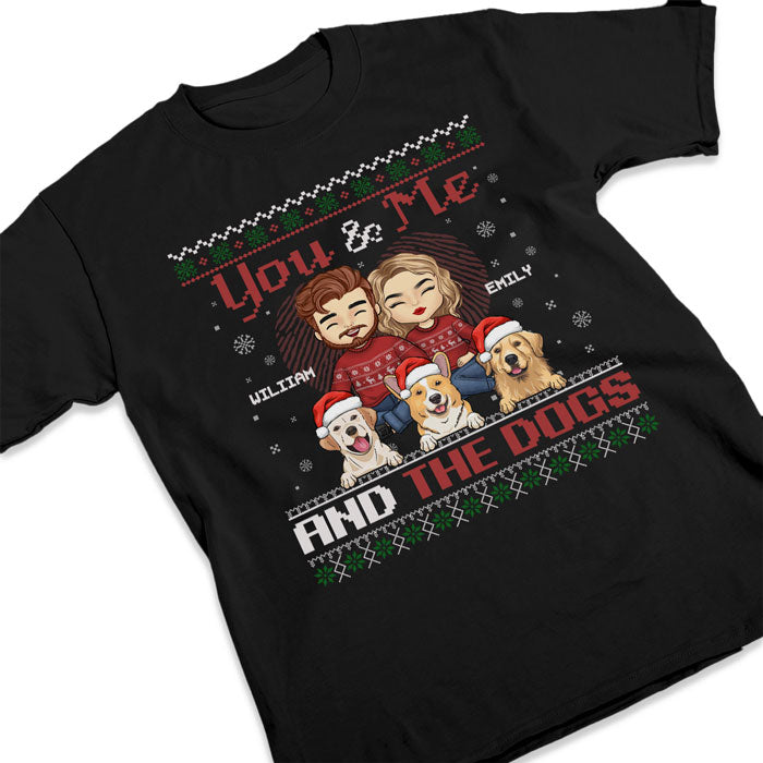 Toi, moi et les chiens - T-shirt unisexe personnalisé pour couple, sweat à capuche, sweat-shirt - Cadeau de Noël pour mari et femme, anniversaire