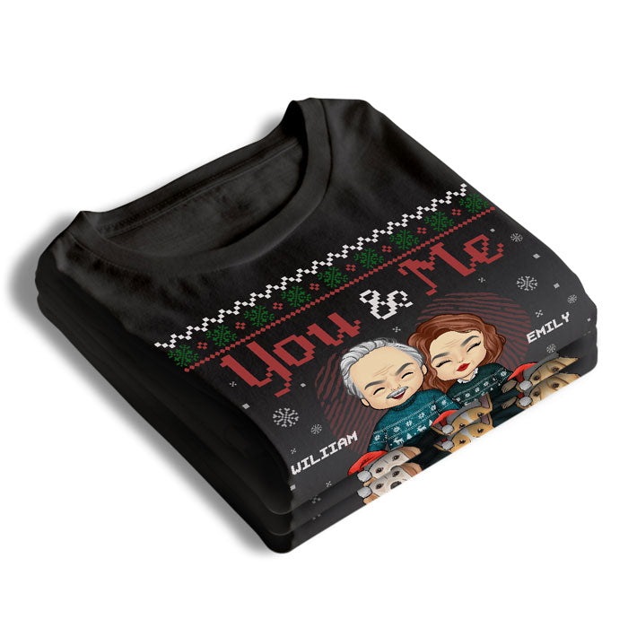 Toi, moi et les chiens - T-shirt unisexe personnalisé pour couple, sweat à capuche, sweat-shirt - Cadeau de Noël pour mari et femme, anniversaire