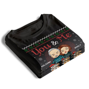 Toi, moi et les chiens - T-shirt unisexe personnalisé pour couple, sweat à capuche, sweat-shirt - Cadeau de Noël pour mari et femme, anniversaire