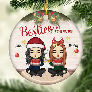 Nous sommes les meilleurs amis pour toujours et à jamais - Décoration de Noël en céramique ronde personnalisée - Cadeau pour meilleure amie, meilleure amie, sœur, cadeau d'anniversaire pour meilleure amie et amie, cadeau de Noël