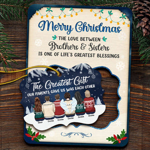 Le plus beau cadeau que nos parents nous ont offert, c'était l'un à l'autre - Carte de Noël personnalisée en bois avec ornement amovible - Cadeau pour la famille, cadeau de Noël