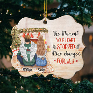 Half Of My Heart Is In Heaven With My Angel - Missing You Always - Gift For Couples, Personalized Shaped Ornament.