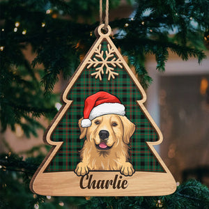 Sous le sapin de Noël - Décoration de Noël en bois personnalisée en forme de sapin de Noël - Cadeau pour les amoureux des animaux, cadeau de Noël