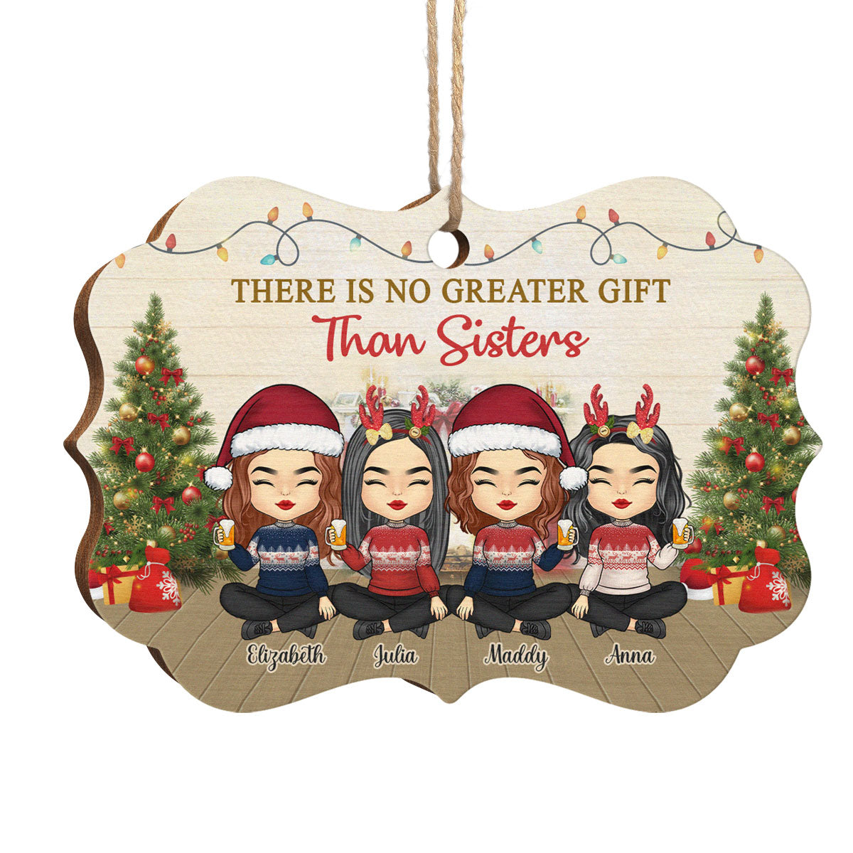 Rien n'est plus beau que les sœurs - Décoration de Noël en bois personnalisée en forme de Benelux - Cadeau pour meilleure amie, meilleure amie, sœur, cadeau d'anniversaire pour meilleure amie et amie, cadeau de Noël
