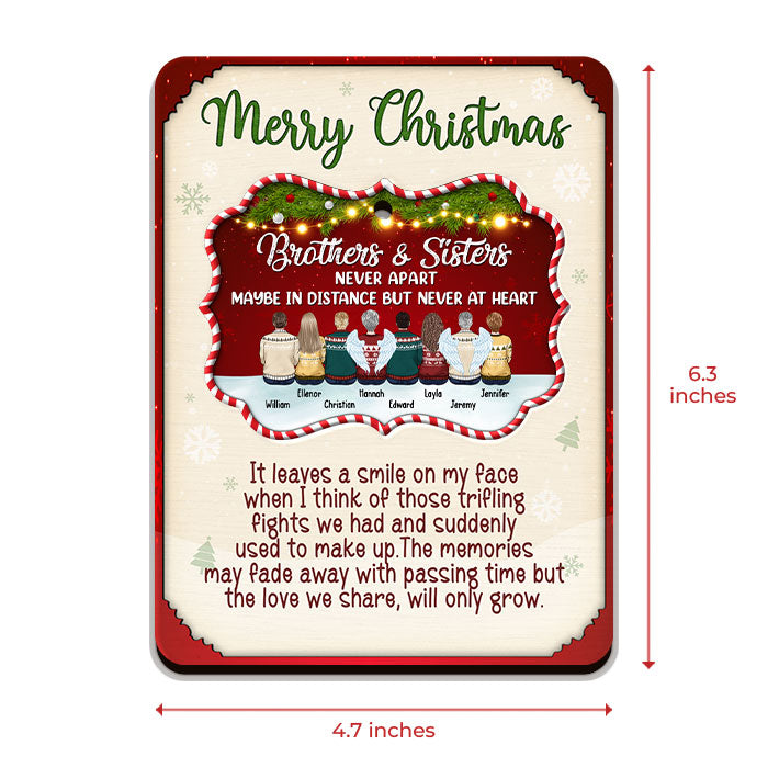 L'amour que nous partageons ne fera que grandir - Carte de Noël personnalisée en bois avec ornement amovible - Cadeau pour frères et sœurs, cadeau de Noël