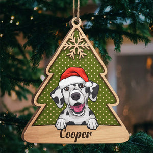 Sous le sapin de Noël - Décoration de Noël en bois personnalisée en forme de sapin de Noël - Cadeau pour les amoureux des animaux, cadeau de Noël