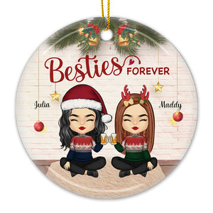 Nous sommes les meilleurs amis pour toujours et à jamais - Décoration de Noël en céramique ronde personnalisée - Cadeau pour meilleure amie, meilleure amie, sœur, cadeau d'anniversaire pour meilleure amie et amie, cadeau de Noël